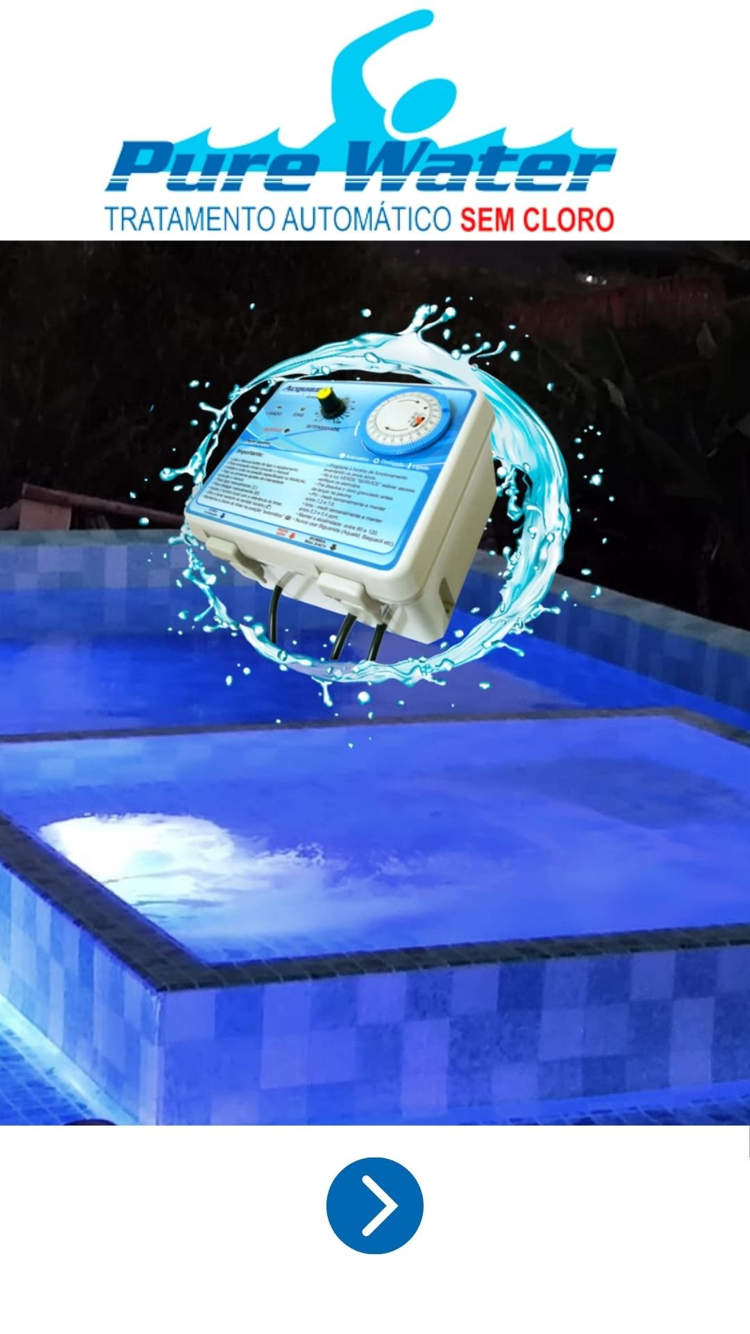 Purewater Refletor Hblue Capa e Vinil para Piscina